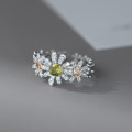 A45991 s925 sterling silver trendy sweet rhinestone flower ring