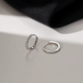 A40703 s925 silver fashion unique rhinestone circle hoop stud earrings