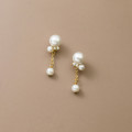 A35565 s925 sterling silver chic simple rhinestone pearl sweet earrings