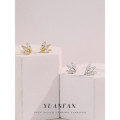 A40557 s925 sterling silver simple cubic zirconia stud crown earrings