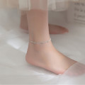A34282 s925 sterling silver simple doublelayer silver anklet chic bracelet