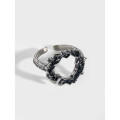 A32662 design irregular circles925 sterling silver adjustable ring