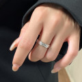 A44777 s925 silver simple wide adjustable ring