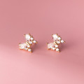 A35519 s925 sterling silver rhinestone butterfly earrings