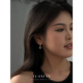 A43074 s925 sterling silver elegant zirconia hoop fashion geometric dangle earrings