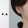 A35613 s925 sterling silver black heart earrings