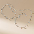 A45641 silver trendy sweet dainty fringe charm anklet bracelet