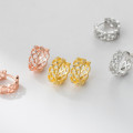 A45824 s925 sterling silver trendy sweet rhinestone hollowed lace stud earrings