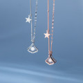 A35337 s925 sterling silver chic simple trendy rhinestone silver sweet necklace