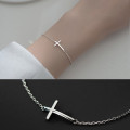 A34984 s925 sterling silver cross charm bracelet