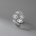 A46415 s925 sterling silver simple hollowed oval flower cross ring