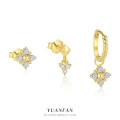 A45268 s925 sterling silver fashion square stud earrings