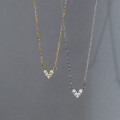 A34560 s925 sterling silver simple fashion rhinestone heartshape necklace