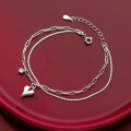 A38085 s925 sterling silver rhinestone heart charm trendy design bracelet