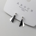 A35755 s925 sterling silver chic black triangle geometric earrings