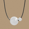 A44657 ball black rope adjustable sterling silver s925 necklace