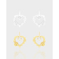 A41452 design flower heart cubic zirconia stud sterling silver s925 earrings