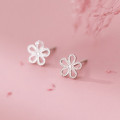 A42333 s925 sterling silver trendy sweet butterfly flower stud elegant earrings