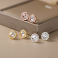 A44967 s925 sterling silver sparkling rhinestone circle stud earrings