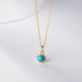 A39024 s925 sterling silver circle turquoise elegant unique design necklace