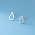 A32377 s925 sterling silver teardrop rhinestone trendy unique chic earrings