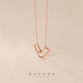 A34103 s925 sterling silver square necklace