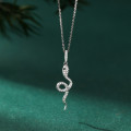 A44466 s925 silver trendy sweet unique rhinestone green necklace