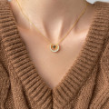 A43798 s925 silver rhinestone gold moon sweet stars necklace