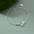 A38275 s925 sterling silver rhinestone bee flower charm trendy design elegant bracelet