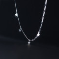 A34022 s925 sterling silver asymmetric stars necklace