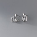 A37962 s925 sterling silver stars rhinestone bar stud design elegant earrings