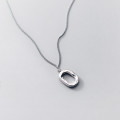 A34120 s925 sterling silver chic geometric oval irregularO initial necklace