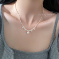 A46354 s925 silver simple elegant rhinestone necklace
