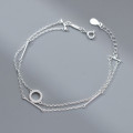 A40763 s925 sterling silver rhinestone hollowed double layer charm design bracelet