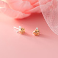 A44753 s925 sterling silver trendy sweet dainty simple rose stud earrings