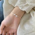 A46327 s925 silver simple elegant sparkling rhinestone moon bead charm bracelet