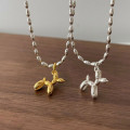 A44970 s925 silver oval cute ball necklace