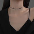A36947 Chic short black rope unique fashion doublelayer necklace