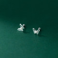 A33838 s925 sterling silver chic simple hollowed white butterfly ect earrings