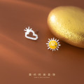 A33643 s925 sterling silver simple sun rhinestone earrings