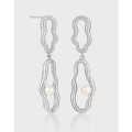 A41209 elegant geometric double pearl s925 sterling silver stud earrings