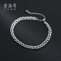 A33372 s925 sterling silver simple fashion doublelayer weave plate charm bracelet