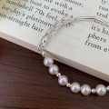 A39444 sterling silver pearl simple geometric charm bracelet