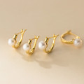 A45657 s925 sterling silver trendy sweet fresh water pearl stud earrings