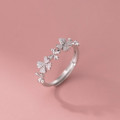A44445 s925 sterling silver trendy sweet rhinestone heartshape butterfly ring