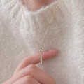 A46385 sterling silver cubic zirconia simple elegant necklace