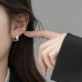 A37941 s925 sterling silver double doublelayer layered stud design elegant earrings