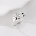 A45932 s925 sterling silver trendy sweet unique double flower ring