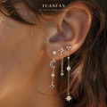 A44572 s925 sterling silver fringe rhinestone stud earrings