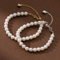 A40766 s925 sterling silver vintage elegant pearl heart charm design bracelet